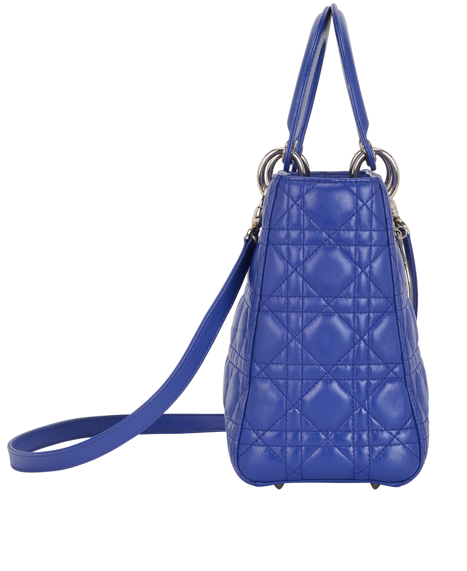 Medium Lady Dior, &pound;1,600, Handbags, Blue, Leather, Side view